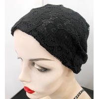 Black on Black Floral Lace Turban Headwear