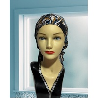 BEAUTIFUL SOFT FITTED SCARF/TURBAN IN BLUE GEOMETRIC PRINT