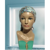 BEAUTIFUL SOFT FITTED SCARF/TURBAN IN BLUE TRIBAL PRINT