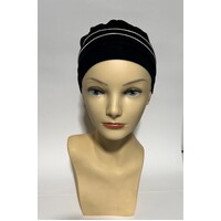 Compliment Style Black with White Accent Bamboo Turban Headwear