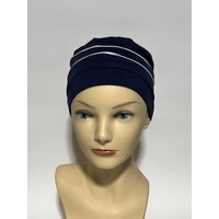 Compliment Style Navy with White Accent Bamboo Turban Headwear