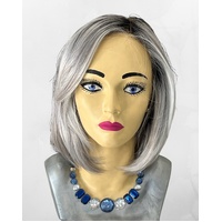 Darla Shoulder Length Bob Lace Front Mono Top in Stunning Silvers