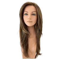 Candice Lusciously Layered Long Straight Highlighted Chocolate Lace Front Mono Top Wig