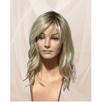 Celeste Beach Scrunch Wave Long Length Lace Front Mono Top Heat Defiant Fibre Wig Highlighted Rooted Blonde