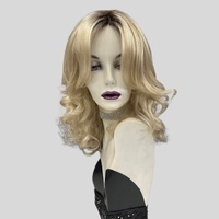 Christine Luscious Layered  Wavey Long Fringe Light Blonde Rooted Lace Front Mono Top Wig