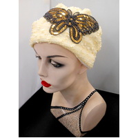 Creme Butterfly Turban/Headwear