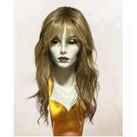 Dana Beach Scrunch Wave Long Length Lace Front Mono Top Heat Defiant Fibre Wig Highlighted Light Brown