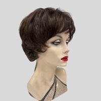 Petite Kaelyn Short Layered Back and Wispy Long Fringe Dark Brown Wig