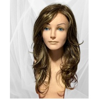 Petite Tara Long Lace Front Layered Waves Wig Highlighted Medium Brown