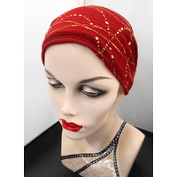Red w Gold Helix Turban Headwear