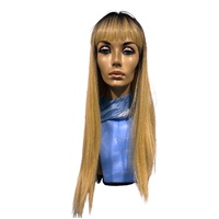 Sensational 27" Long Caramel Blonde Straight Fringed Wig