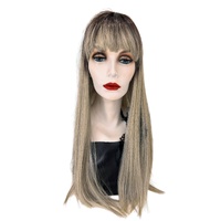 Sensational 27" Long Platinum Straight Fringed Wig