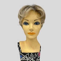 Suzi Short Wavy Pixie cut Lace Front  Mono Top Champagne Rooted Blonde Wig