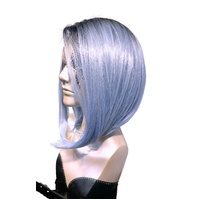 Vivacious Dramatic Asymmetrical Lace Front Long Bob Icy Blue Wig