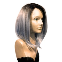 Vivacious Dramatic Asymmetrical Lace Front Long Bob Silver Wig