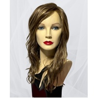 Wanda Long Wavy Lace Front Mono Top Wig Warm Brunette Blend Blonde Highlights Soft Layering
