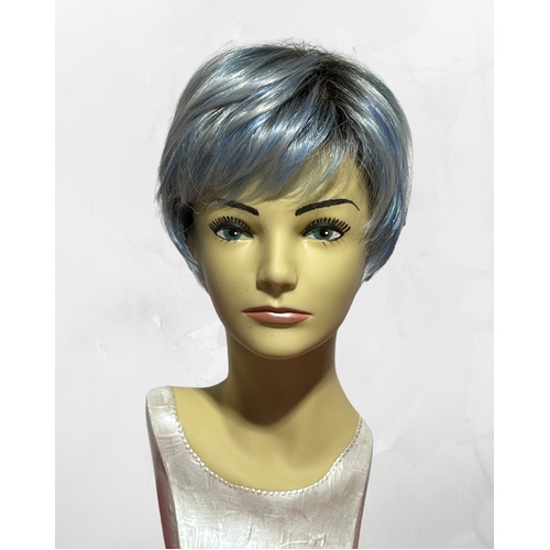 Babette Lace Front Mono Top Platinum Blue Short Wispy Wig