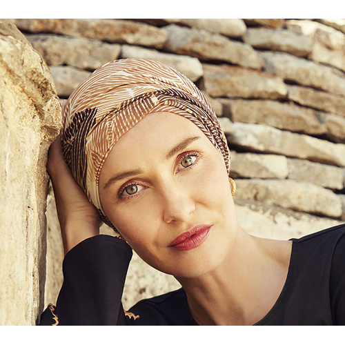 Amia Style Turban in Shades of Africa Brown & Beige Print