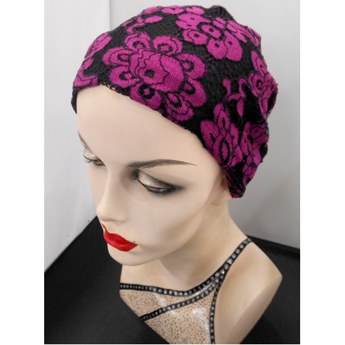 Fuchsia Floral Turban Headwear