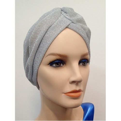 Shimmering Silver Turban