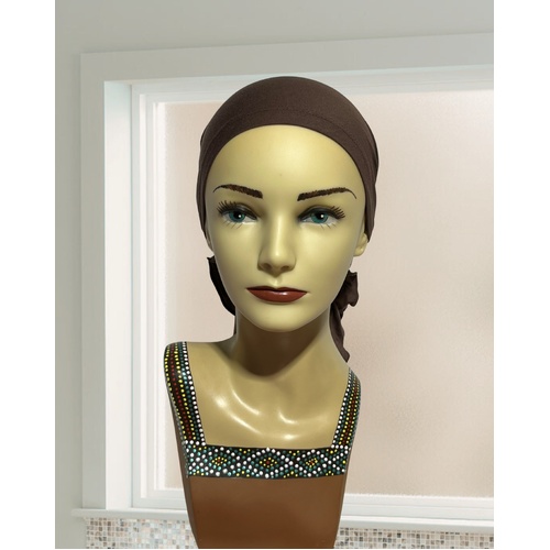 BEAUTIFUL SOFT FITTED SCARF/TURBAN IN CHOCOLATE BROWN