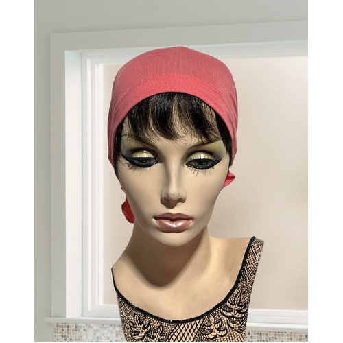 BEAUTIFUL SOFT FITTED SCARF/TURBAN IN SOFT CORAL
