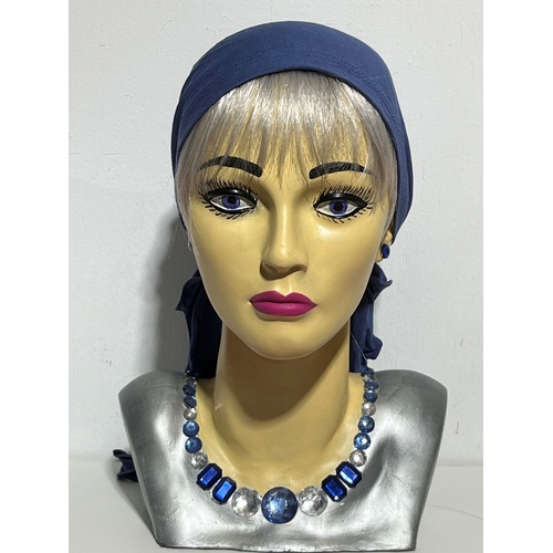 BEAUTIFUL SOFT FITTED SCARF/TURBAN INDIGO BLUE