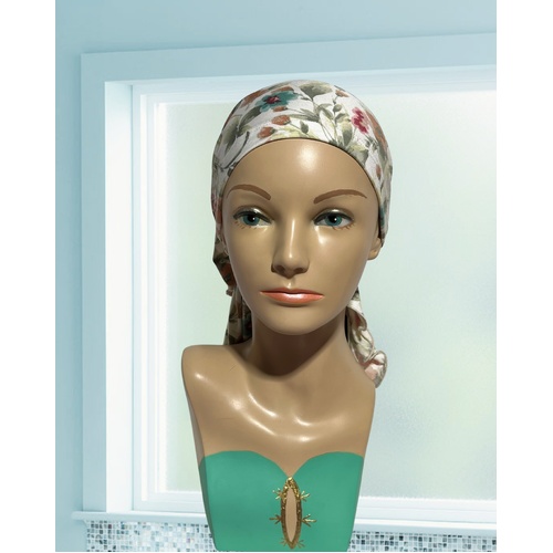 BEAUTIFUL SOFT FITTED SCARF/TURBAN IN WILDFLOWER