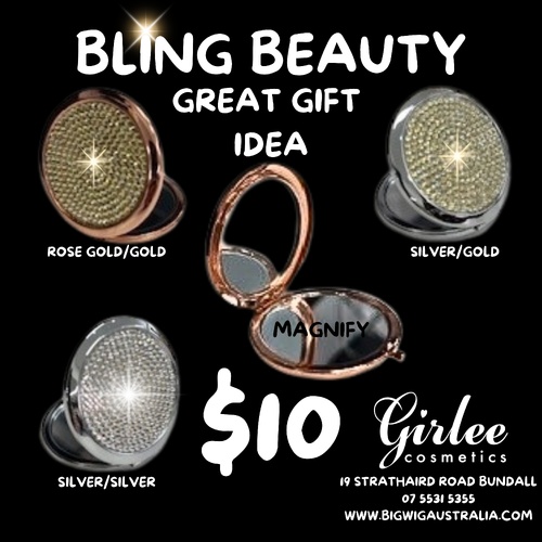 Bling Diamonte Mirror Compact with Magnify Side 
