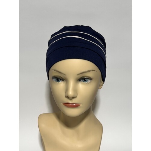 Compliment Style Navy with White Accent Bamboo Turban Headwear