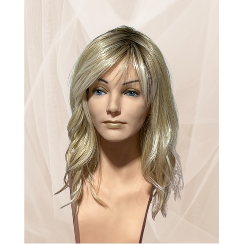Celeste Beach Scrunch Wave Long Length Lace Front Mono Top Heat Defiant Fibre Wig Highlighted Rooted Blonde