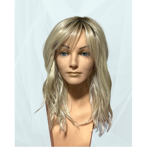 Celeste Beach Scrunch Wave Long Length Lace Front Mono Top HD Fibre Wig Highlighted Rooted Lightest Platinum