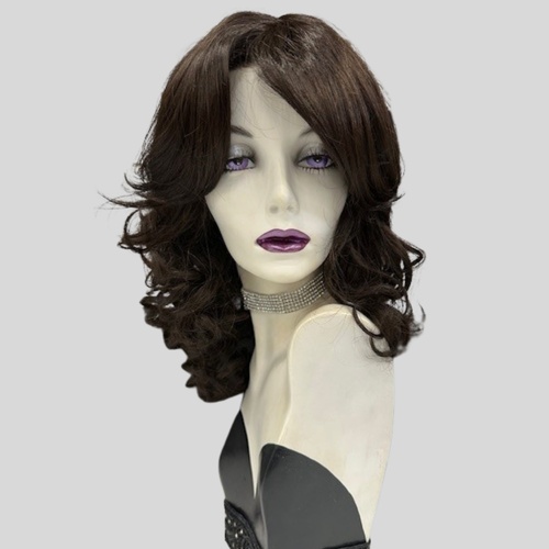 Christine Luscious Layered  Wavey Long Fringe Cocoa Colour Lace Front Mono Top Wig