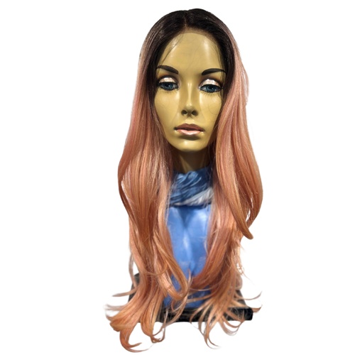 Sophisticate Long  27" Wavy Lace Front Wig in Rosey Pink