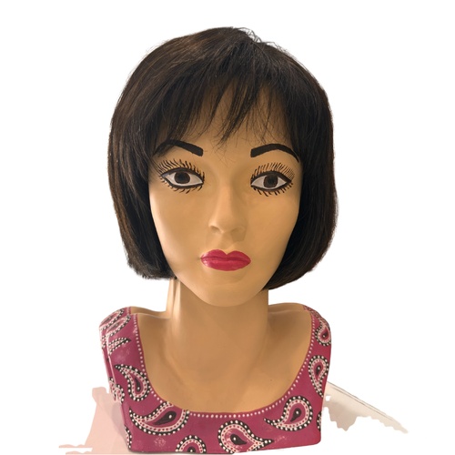 Fiona Perfect Chin Length Fringed Bob Dark Chocolate