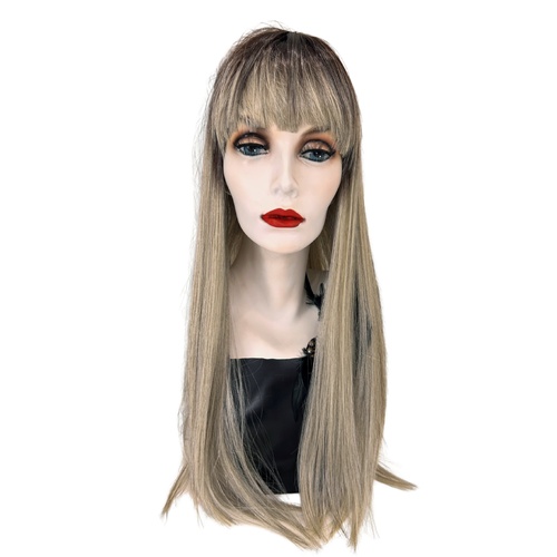 Sensational 27" Long Platinum Straight Fringed Wig