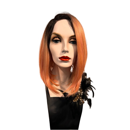 Vivacious Dramatic Asymmetrical Lace Front Long Bob Rosey Pink Wig